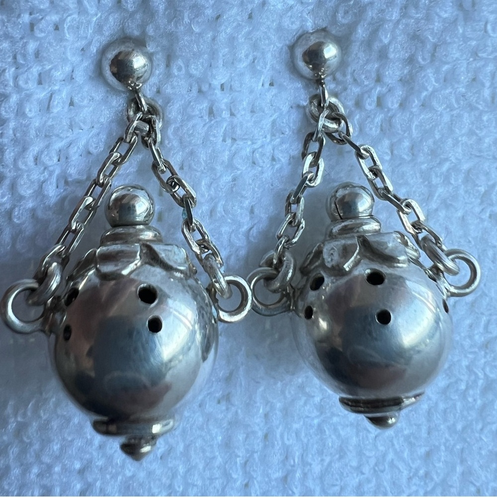 Elegant antique Silver Dangle Earrings with VEDA mark